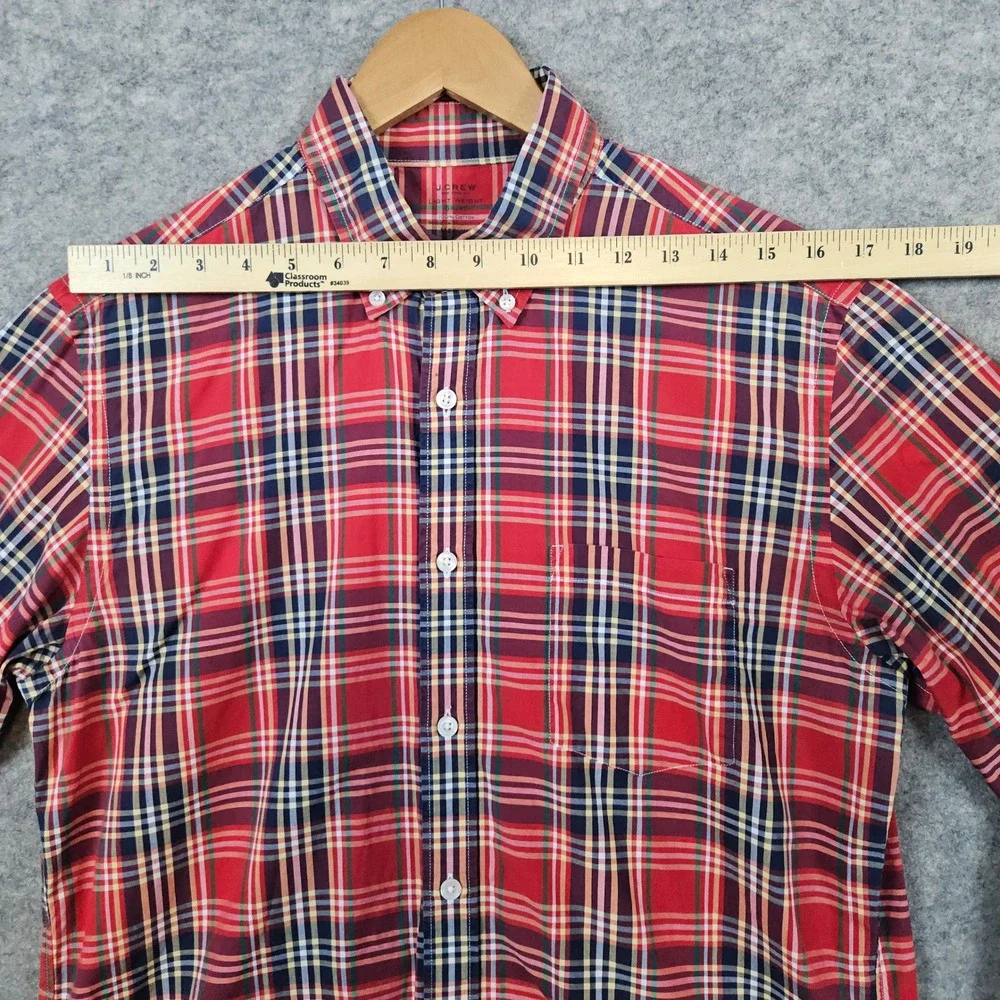 J Crew Men's Multicolor Plaid‎ Light Weight Shirt Size M 100% Cotton Button Down